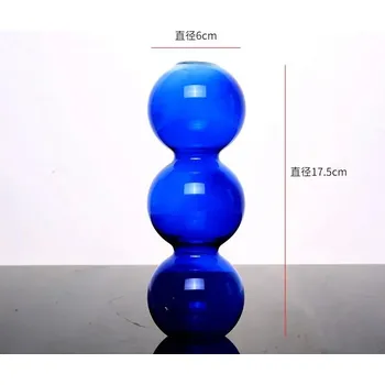 Váza Skleněná váza nordic styl | dekorace - Modrá - vysoká 16 cm