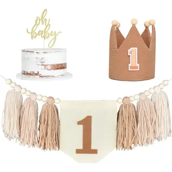 Party dekorace Růžová party dekorace na židli | ozdoba - hnědá sada