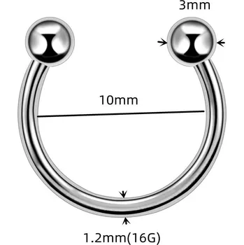 Piercing Ocelový septum kroužek clicker | piercing šperk - 15 , stříbrná barva