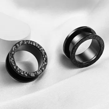 Šperk Elegantní ocelové tunely do uší | šperky 2 ks - černý , 10mm