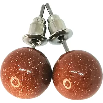 Náušnice Avanturín zlatý naušnice puzeta 10 mm