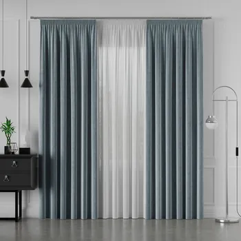 Závěs Dekorační závěs s řasící páskou VELVINO color 063 modrá šířka 140 cm x výška různé rozměry (cena za 1 kus) MyBestHome Rozměr: 140x260 cm