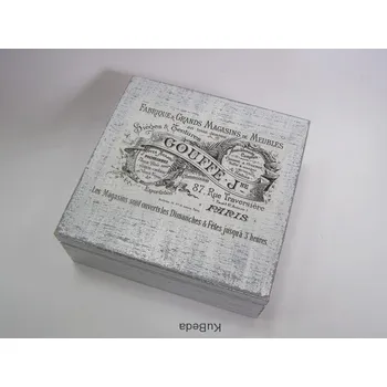 Dárková krabička Dřevěná krabička s víkem 16 x 16 cm - Gouffe šedá patina