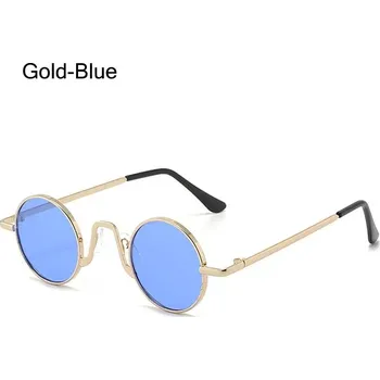 Sluneční brýle Stylové kulaté sluneční brýle hippie | módní brýle - Zlato-modrá