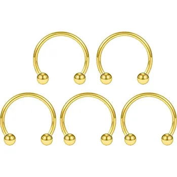 Piercing Ocelový piercing do rtu a nosu | tělový šperk - Zlato 5 ks , 1,2 x 6 mm