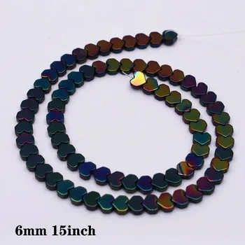 Náramek Hematitové černé korálky tvar srdce | výroba šperků - 21