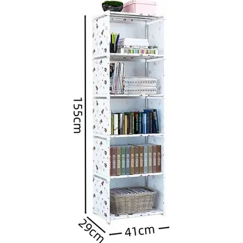 Knihovna Jednoduchý vícepatrový regál na knihy | knihovna - 6 vrstev bílé