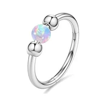 Piercing Titánový opálový kroužek do nosu | tělový šperk - Stříbrná barva , 16G 1,2x8mm