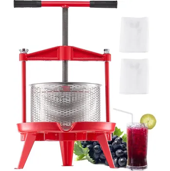 Lis na ovoce Vevor Ruční lis na ovoce 2.38 Gal/9L, nerez košík, křížový rám, t-rukojeť