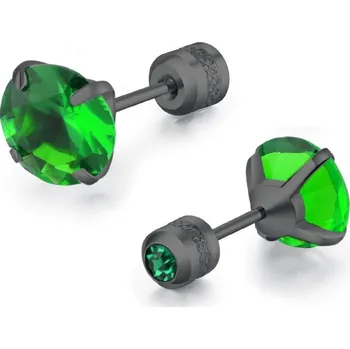 Náušnice Elegantní ocelové náušnice se zirkonem | šperk 2 ks - A-Černá zelená , 6mm