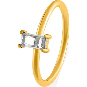 Módní doplněk Půvabný pozlacený prsten s čirým zirkonem Troli / Obvod: 57 mm - 57 mm