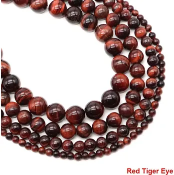 Náramek Korálky z přírodního kamene 4–10 mm | šperky - Červené tygří oko , 4mm 85-92 ks