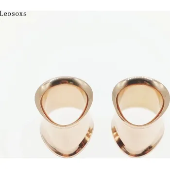 Piercing Ocelový tunel do ucha | piercing šperk 2 ks - ASE1035-Růžové zlato , 22mm