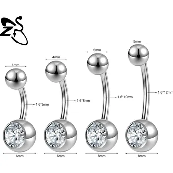 Piercing Ocelový piercing do pupíku s krystalem | tělový šperk - Styl 1 Stříbrný , 8mm