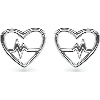 Náušnice Stříbrné náušnice Srdce s EKG křivkou AJNS0032 Again Jewelry