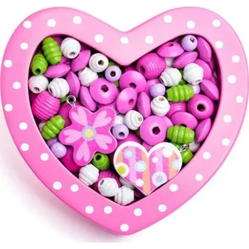 Dětské navlékací korálky Navlékací korálky Malé srdíčko růžové