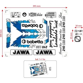 Rám pro motocykl MOTOMAX s.r.o Sada samolepek Babetta 210 Lux – retro barevná edice (černá, modrá)