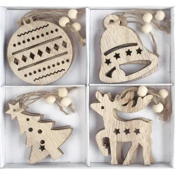 Vánoční ozdoba Dekorace mix motivů na zavěšení 12 ks v krabičce