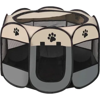 klec pro psa Skládací ohrádka pro psy a kočky | chovatelské doplňky - šedá , 114x114x58cm
