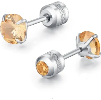 Náušnice Elegantní ocelové náušnice se zirkonem | šperk 2 ks - A-Silver Champagne , 6mm