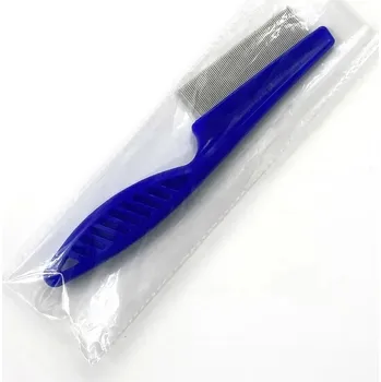 Kartáč pro zvířata Nerezový hřeben proti blechám pro psy a kočky | kartáč na srst - Modrý , Délka 18,5 cm