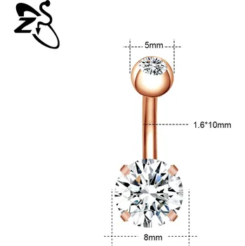 Piercing Ocelový piercing do pupíku s krystalem | tělový šperk - Styl 4 Růžové zlato , 10 mm