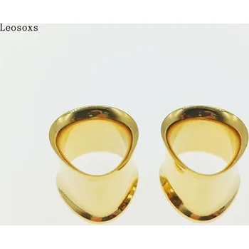 Piercing Ocelový tunel do ucha | piercing šperk 2 ks - ASE1035-zlatá , 19mm