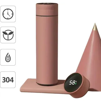 Termohrnek Chytrý nerezový termohrnek s displejem | cestovní nádobí - Červený , 500ml
