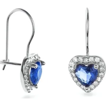 Náušnice Stříbrné visací náušnice Srdíčko se zirkony AJNS0049 Again Jewelry