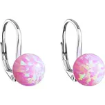 Třpytivé stříbrné náušnice se syntetickým opálem 11245.3 pink Evolution Group