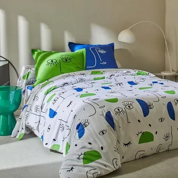 Povlečení Blancheporte Povlečení Vitaly s motivem tváří, bavlna Velikost: klasické prostěradlo 240x300 cm