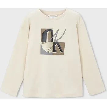 Bavlněné tričko s dlouhým rukávem Mayoral 4076.5A.Mini.9BYA béžová 12X, vel. 92