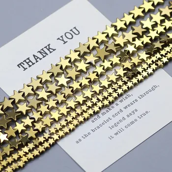 Náramek Hvězdicové hematit korálky | šperky - Zlato , 10mm 48ks 1 pramen