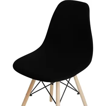 Potah na židli Elastický potah na jídelní židli | bytový textil - Jednobarevná černá , 1 kus