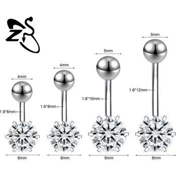 Piercing Ocelový piercing do pupíku s krystalem | tělový šperk - Styl 8 Stříbrný , 12 mm