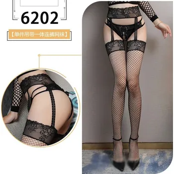 Dámské erotické punčochy Sexy krajkové punčochy s otvorem a podvazky | dámské punčochy, sexy prádlo - 6202
