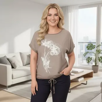 Dámské světle hnědé triko Vazzura Italská móda univerzální velikost XL - XXL O2489