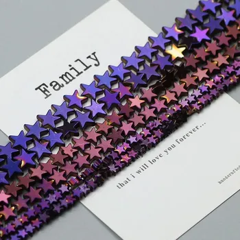 Náramek Hvězdicové hematit korálky | šperky - FIALOVÁ , 10mm 48ks 1 pramen