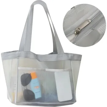 Cestovní taška Stylová průhledná cestovní taška | plážová taška - Zip-šedý