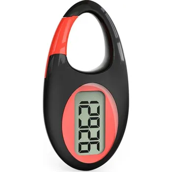 Krokoměr Přesný 3D krokoměr s velkým displejem | pedometr 4 ks - Červený