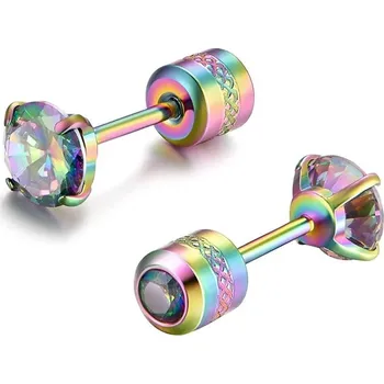 Náušnice Elegantní ocelové náušnice se zirkonem | šperk 2 ks - A-Barevné Barevné , 2mm