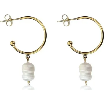 Náušnice Pozlacené kruhové náušnice s perlami Noa EWE23099G Emily Westwood