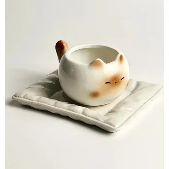 Roztomilý keramický hrnek kočka siamská | nádobí - Siamská-úsměv-mat , 210 ml