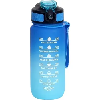Láhev Sportovní motivační láhev 600ml s brčkem | láhev na pití - přechodová modrá , 600ml