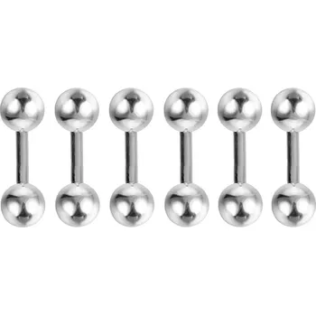 Náušnice Ocelové šroubovací náušnice set 6ks | tělový šperk - míč , 1,2x6x4mm