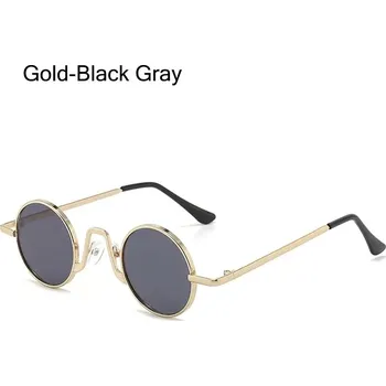 Sluneční brýle Stylové kulaté sluneční brýle hippie | módní brýle - Zlato-černošedá