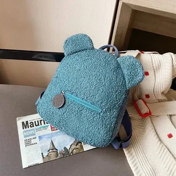 Dětský batoh Roztomilý plyšový dětský batůžek s oušky/úložný vak | tašky - Modrý