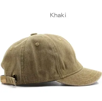 Kšiltovka Retro bavlněná kšiltovka s krátkým kšiltem | unisex čepice, streetwear doplněk - Khaki
