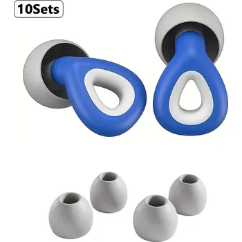 Špunt do uší Silikonové špunty proti hluku na spaní a plavání | ochrana sluchu 8 ks - 10 sad modrých