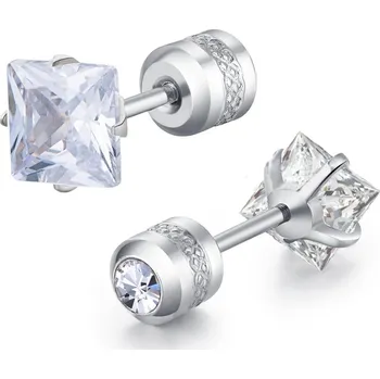 Náušnice Elegantní ocelové náušnice se zirkonem | šperk 2 ks - B-Stříbrná bílá , 6mm